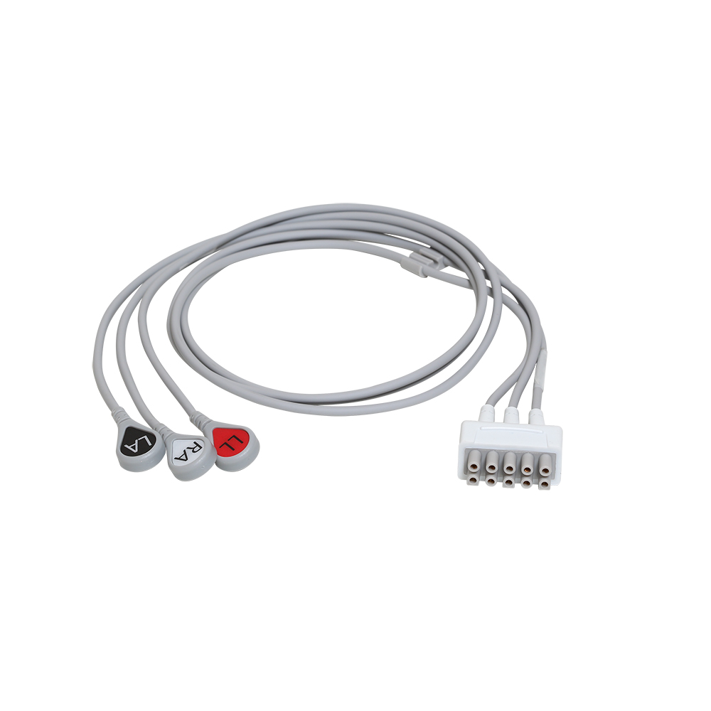 ECG LEADWIRE SET, 3-LD GROUPED, SNAP, AHA, 74 CM/ 29 IN ECG LEADWIRE SET, 3-LD GROUPED, SNAP, AHA, 74 CM/ 29 IN